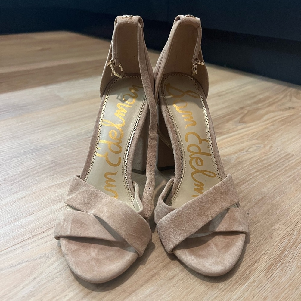 Sam Edelman Suede Oatmeal Block Heel